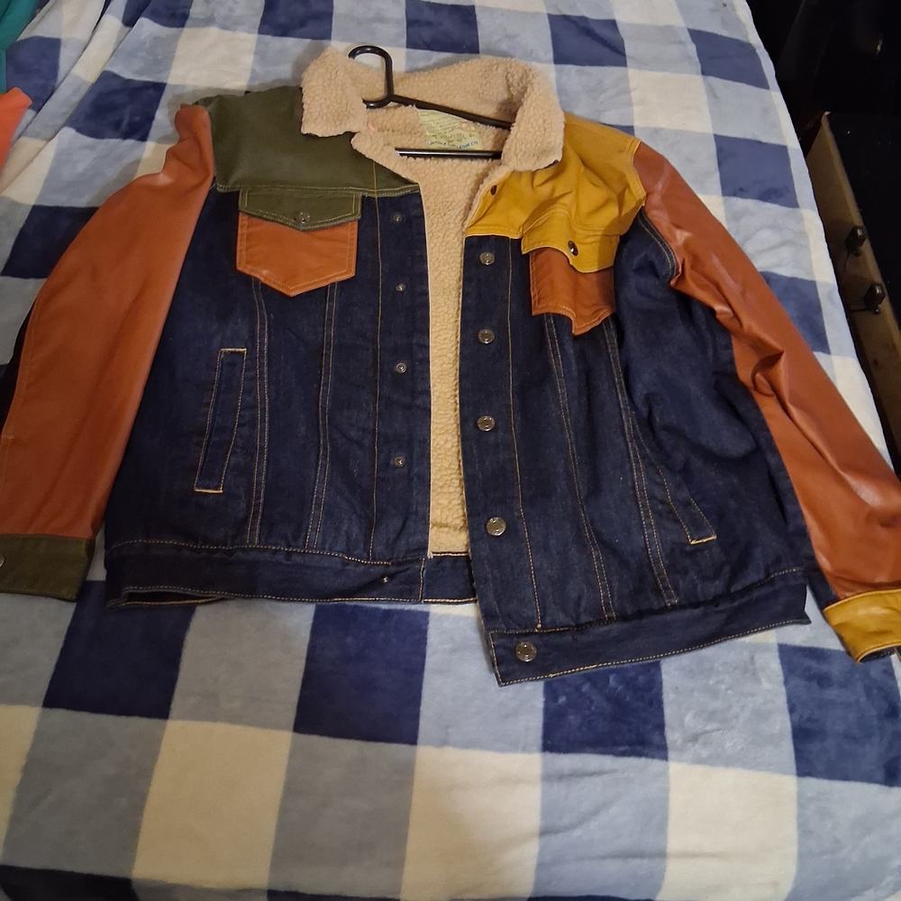 Blue and Green Bomber Jacket with Classic Varsity Style